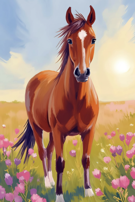 Horse in a flower meadow tapestry