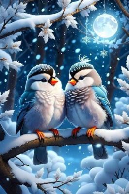 Little birds in a Christmas mood