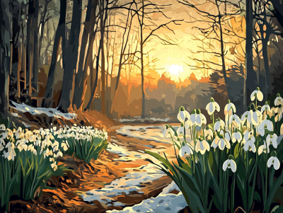 Snowdrops at Sunset