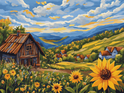 Landscape with Sunflowers