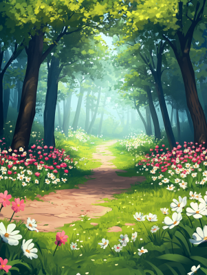 Floral forest pathway