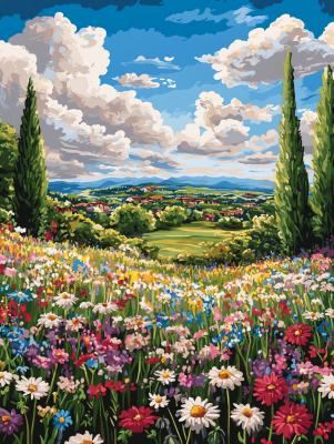 Colorful flowers in the meadow