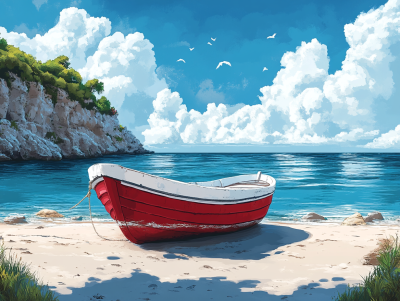 Lonely boat in the bay