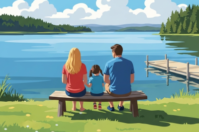Family atmosphere by the lake