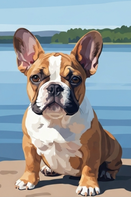 Dog portrait - French Bulldog puppy by the lake - 25-979