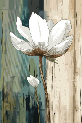 Abstract white flower needlepoint