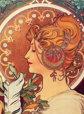 Image in the style of Alphonse Mucha