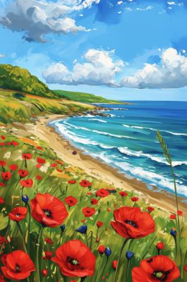 Seaside with poppies