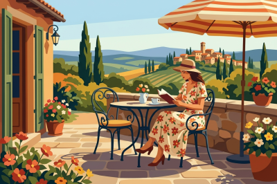 Woman Reading in Tuscany