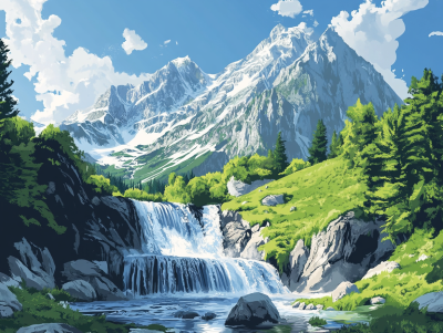 Waterfall in the Mountains – DL24-022