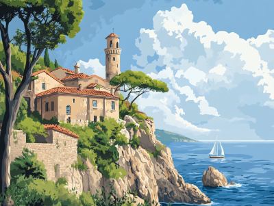 Tower on the rock cliff