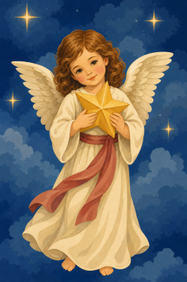 Christmas angel with a golden star