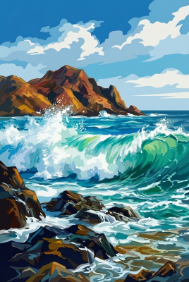 Rocky seaside waves