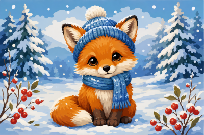 Winter fox cub