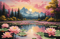 Water lilies in the mountain lake