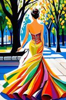 Lady in a colorful dress