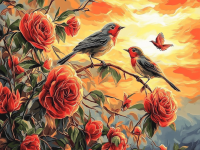 Birds Among Roses