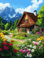 Forest cottage with a wonderful flower garden