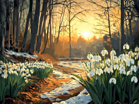 Snowdrops at Sunset