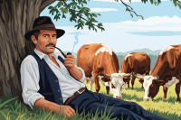 Cowherd with a pipe