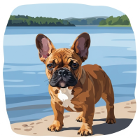 Dog portrait - French Bulldog puppy by the lake - 25-965
