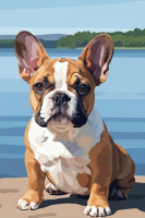 Dog portrait - French Bulldog puppy by the lake - 25-979