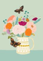 Flower bouquet with butterflies