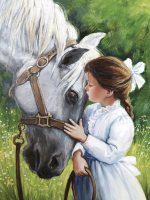 Little lady with a white horse