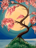 Japanese wood and full moon