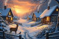 Winter landscape with a deer tapestry