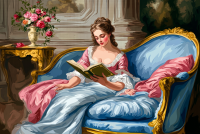 A female reader in Rococo style