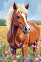 Horse in a flower meadow tapestry