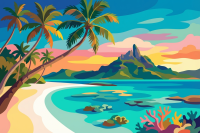 Tropical beach with palm trees