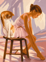 Ballerina girl with a kitten