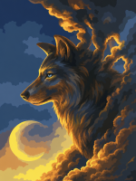 Wolf at the full moon